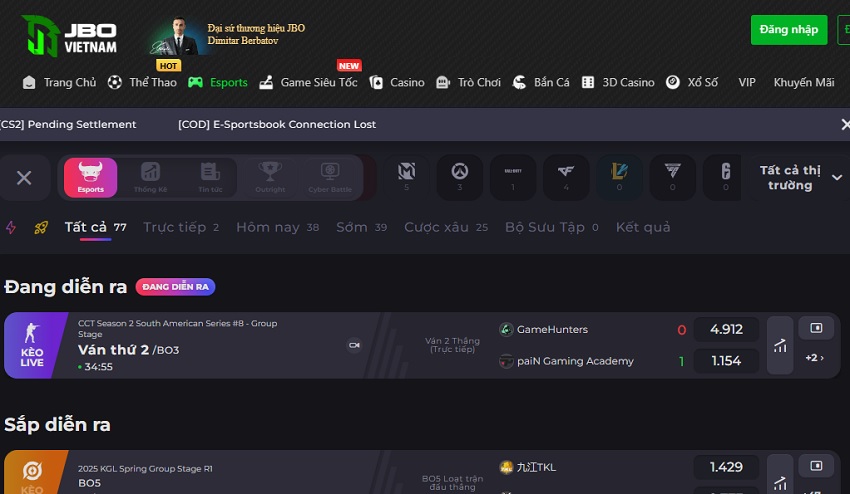 Thong tin ve sanh Esport Jbo